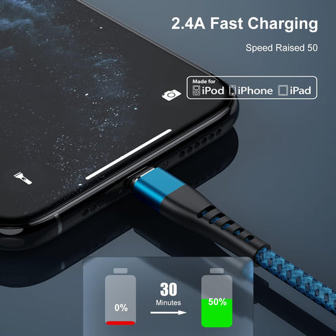 Essri 3Pack for iPhone Charger Cord 3FT, Lighting Cable 3 Feet to USB Charging Cable, Nylon Braided Charging Cord 3 Foot Compatible with iPhone 14...