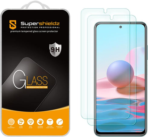 Supershieldz (2 Pack) Designed for Xiaomi Redmi Note 10 / Redmi Note 10s Tempered Glass Screen Protector, Anti Scratch, Bubble Free...