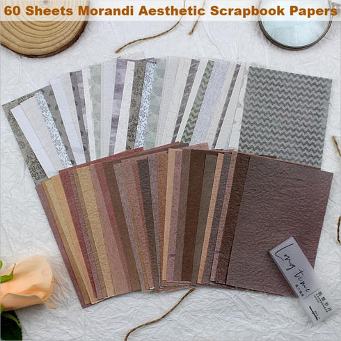 60 Sheets Scrapbook Textured Paper for Scrapbooking, Vintage Patterned Scrap Book Collage Paper Pack for Junk Journal Supplies, Art Journaling, Ca...