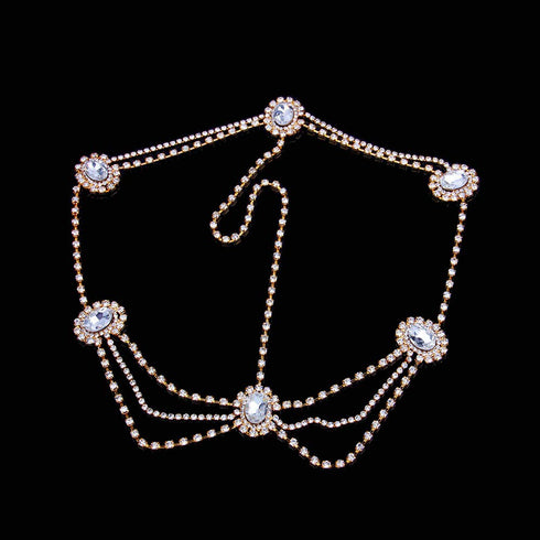 Missgrace Women Dainty Bohemian Rhinestones Head Chain Hair Accessories for Bridal...