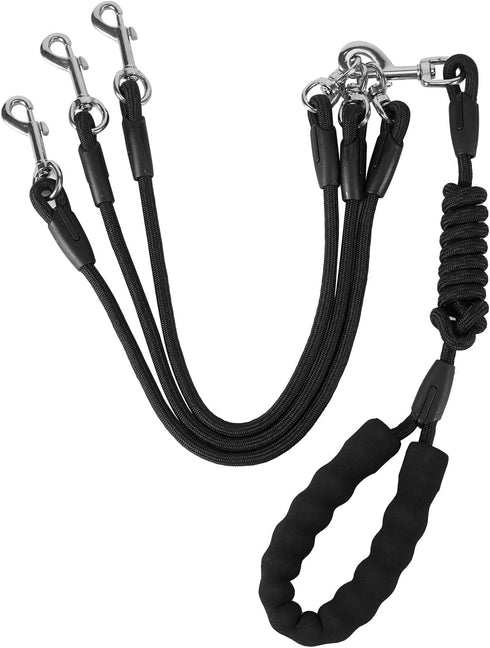 3 Dog Leash, Nylon Heavy Dog Leash with Padded Handle, 6ft 360° Swivel No Tangle Rope Removable Pet Traction Rope, Lead for Medium Large Dogs Walk...