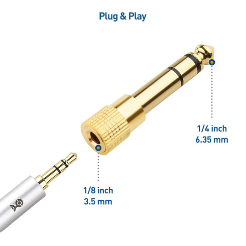 Cable Matters 2-Pack 1/4 to 1/8 Headphone Adapter, 6.35mm to 3.5mm Adapter Male to Female, Gold Plated Stereo Headphone 3.5mm to 1/4 Adapter...