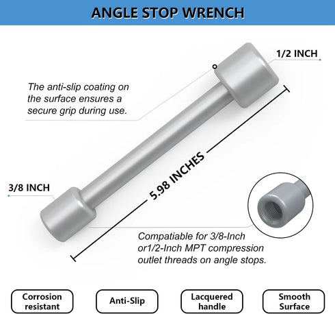 Plumbing Tools Angle Stop Wrench Kit, Angle-on Wrench Professional Plumber Wrench Tools for Installing New Compression Angle Stop and Removing the...