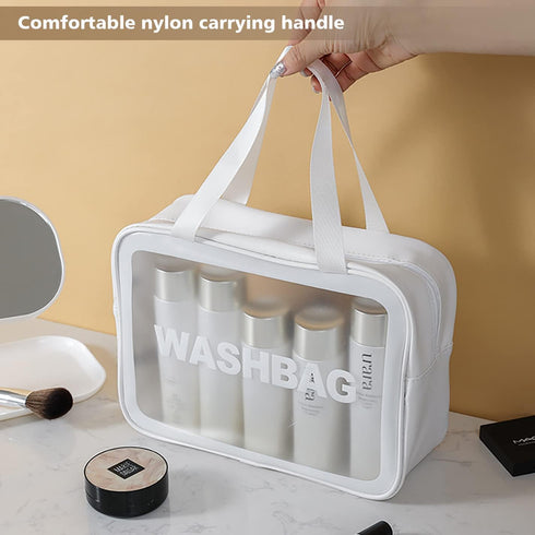Travel Toiletry Bag for Women and Men, Matte Translucent Toiletry Bag with Handy Handle, Makeup Cosmetic Organizer Bag for Travel Toiletries Acces...