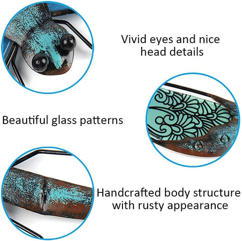 LIFFY Metal Dragonfly Wall Decor - Outdoor Garden Art for Patio, Living Room, Bedroom - Dragonfly Gifts (14inch, Metal & Glass)...