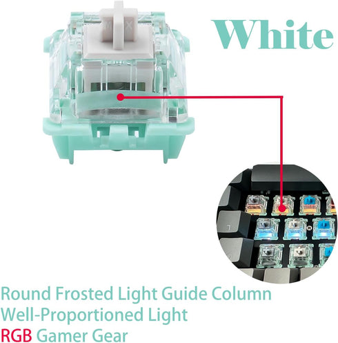 Gateron Jade Series Pre-Lubed Linear White Keyboard Switch,3-Pin 38gf Double Spring Switche,for MX Gaming Mechanical Keyboard(Jade White,10PCS)...