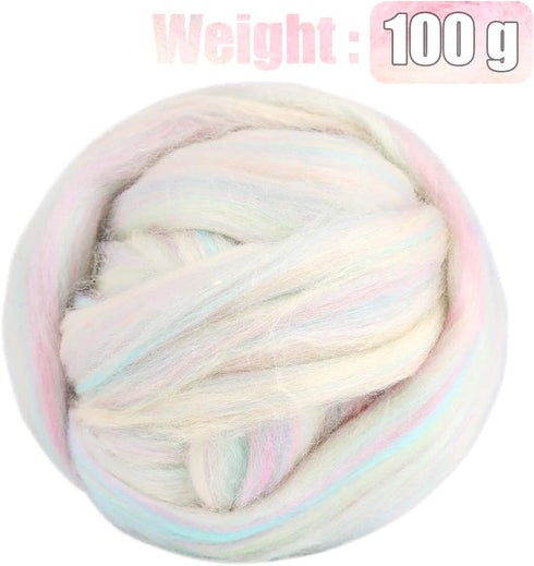 3.53oz Wool Roving Yarn, Fiber Roving Wool Top, Needle Felting Supplies, Pure Wools, Chunky Yarn, Spinning Wools for Needle Felting Wet DIY Hand S...