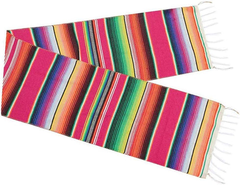 Mexican Table Runner 14 x 84 Inch Mexican Serape Table Runner for Mexican Party Wedding Decorations, Fringe Cotton Table Runner...