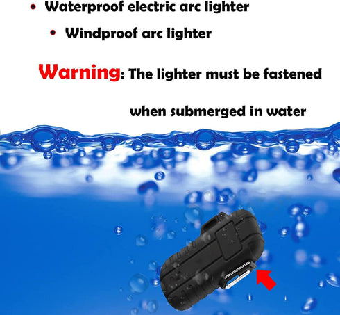 Waterproof Lighter with Flashlight,USB Rechargeable Flameless Lighter with Survival Whistle & Lanyard,Plasma Electric Lighter, Camping Tactical Ge...