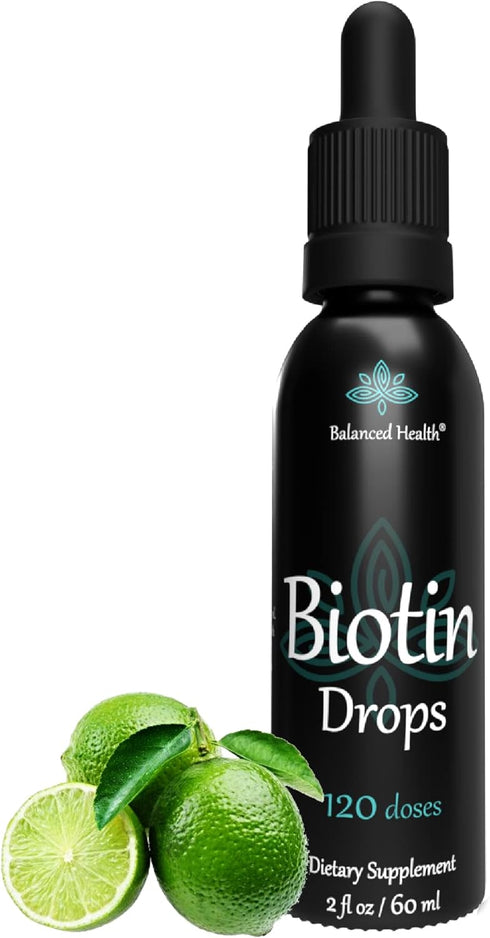 Biotin Drops - 120 Servings, 2oz, Lemon Flavor, Promote Healthy Hair Skin and Nails...