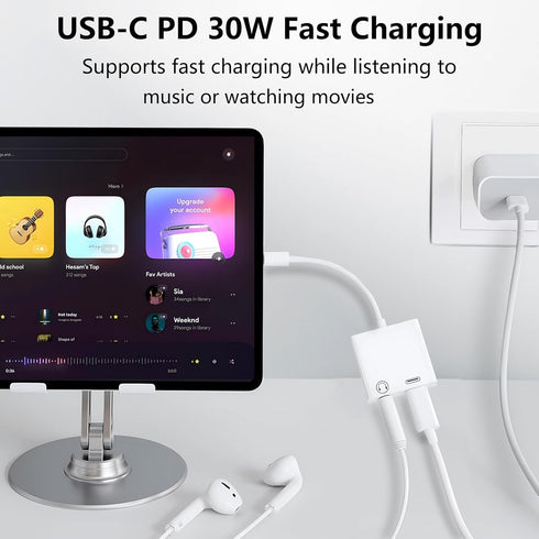 USB C to 3.5mm Headphone and Charger Adapter 2-Pack, 2-in-1 USB C to Aux Jack Dongle Cable Cord with PD Fast Charging for iPhone 15 Pro Max Plus, ...