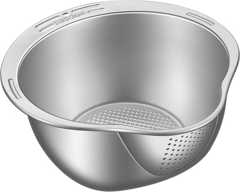Rice Strainer and Colander Bowl With Side Drainer,Metal Rice Washer 18/8 Stainless Steel Rinser Washing Bowl For Quinoa, Fruits,Vegetables, lentil...