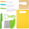 Leking 8 Pcs Wooden Kitchen Knife Set for Kids - Includes Safe Knives, Serrated Plastic Knives, Potato Slicers, Sandwich Cutter, Peeler and Cuttin...