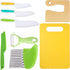 Leking 8 Pcs Wooden Kitchen Knife Set for Kids - Includes Safe Knives, Serrated Plastic Knives, Potato Slicers, Sandwich Cutter, Peeler and Cuttin...