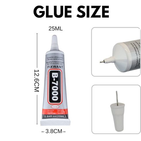 B-7000 Clear Glue for Rhinestones Crafts, Clothes Shoes Fabric, B7000 High Viscosity Glues for Cell Phone Screen Repair Jewelry Stone Metal Nail A...