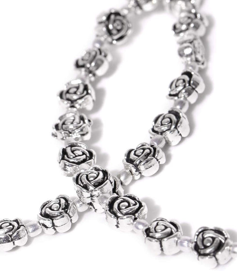 PRITA Ethnic Festive and Casual Wear Flower Design German Oxidized Silver Anklets/Ankle Bracelets for Women (Set of 2)...