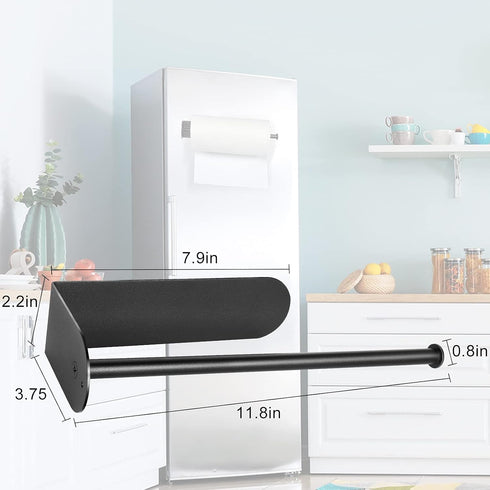 Kitchen Magnetic Stainless Steel Paper Towel Holder for Refrigerator, Grill, Toolbox (Magnetic-30cm-Black-B)...