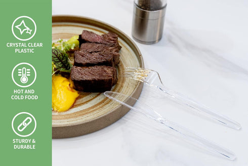 Plastic Knives Heavy Duty, Clear Disposable Party Supply, Pack of 80...
