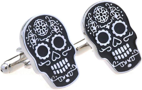 Skull Day of The Dead Dia de Los Muertos Halloween Pair of Cufflinks in a Presentation Gift Box & Polishing Cloth...