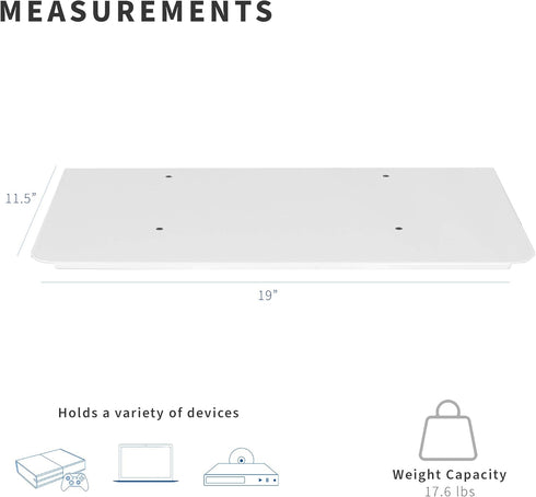 VIVO Attachable Shelf for STAND-TV03W TV Cart Series, White, SHELF-TV03W...