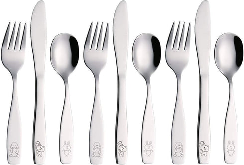 ANNOVA Children's Flatware 9 Pieces Set - Stainless Steel Cutlery/Silverware 3 x Safe Forks, 3 x Dinner Knife, 3 x Dinner Spoons - Safe Kids Toddl...