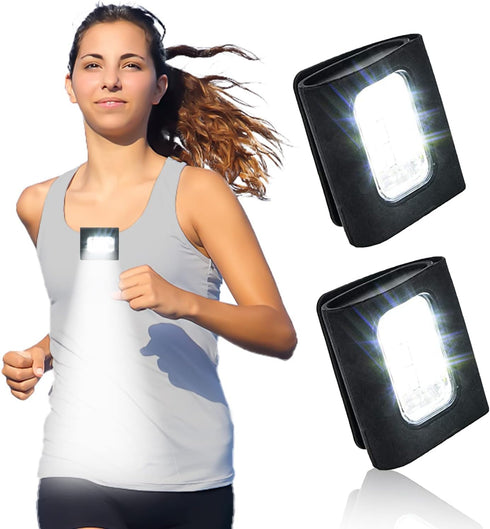 GOANDO Running Lights 2 Pack Safety Jogging LED Light for Runners and Joggers High Visibility Reflective Running Gear with USB Charging Line and S...