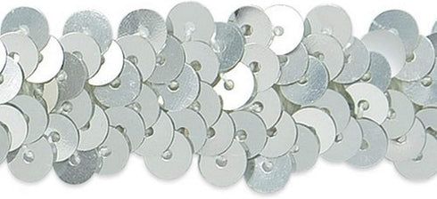 Expo International 2-Row Metallic Stretch Sequin Trim, Versatile Sequins for Crafts, Durable Trim for Costumes, Fashion, and Home Decor, Silver, 2...