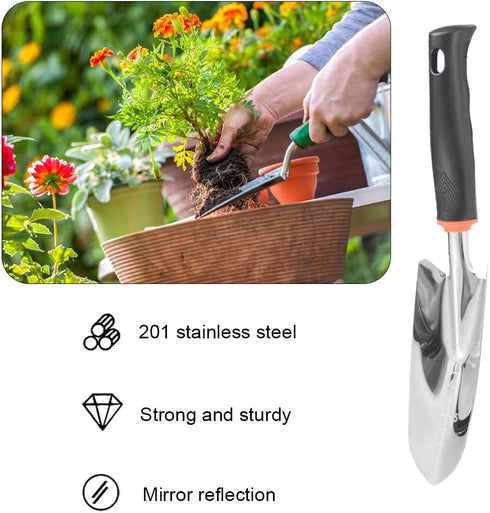 Garden Shovel Stainless Steel Garden Trowel Hand Shovel Anti Slip Small Spade Shovel for Planting Transplanting Weeding Digging...
