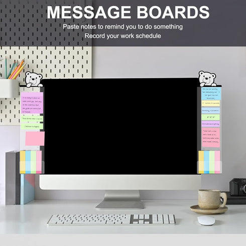 Office Desk Accessories 2pcs Multifunction Computer Monitor Memo Board - Office Supplies for Women Men Computer Sticky Note Holder Home Decor (Bea...