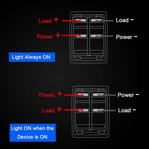 6PCS Rocker Switches 12 volt 4Pin SPST 20A/12V 10A/24V ON/Off Set with Night Glow Sticker Blue LED Light Waterproof Boat Marine Toggle Switch 2 Po...