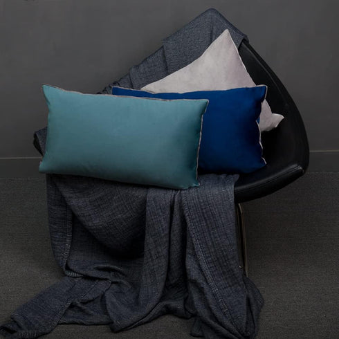 Solid Velvet Decorative Throw Pillowcase Luxury Soft Cushion Cover for Sofa Couch Chair 14 x 24 Inches Blue...