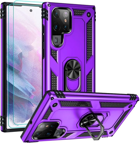 Androgate for Samsung S22 Ultra Case, Galaxy S22 Ultra Case, with HD Screen Protectors, Military-Grade Ring Holder Kickstand 15ft Drop Tested Shoc...