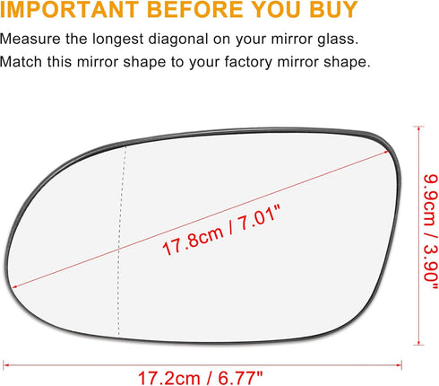 X AUTOHAUX Car Rearview Mirror Glass Replacement W/Backing Plate Heated Left Side Driver Side for Mercedes-Benz CLK320 CLK430...