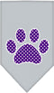 Pet and Dog Bandana Screen Printed, Purple Swiss Dot Paw Gray Large...