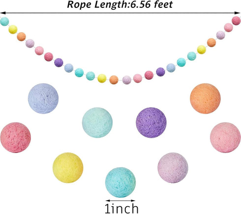WILLBOND 3 Pieces Wool Felt Rainbow Ball Garland Colorful Pom Pom 6.5 ft Long 24 Ball Garland for Easter Mardi Gras Classroom Halloween Thanksgivi...