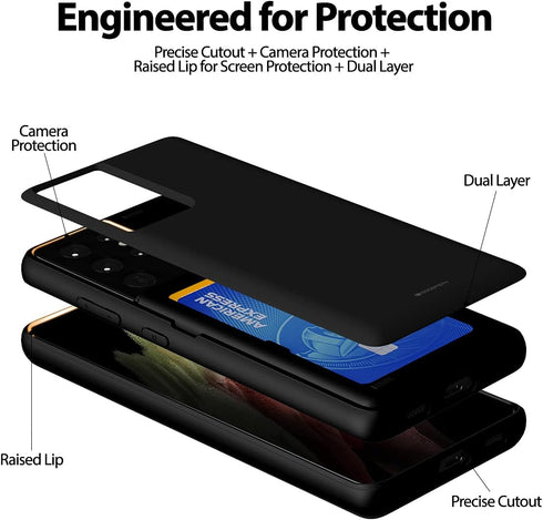GOOSPERY for Galaxy S21 Ultra 6.8"(2021) Card Holder Wallet Case, Easy Magnetic Door Closure Protective Dual Layer Bumper Sturdy Phone Back Cover ...