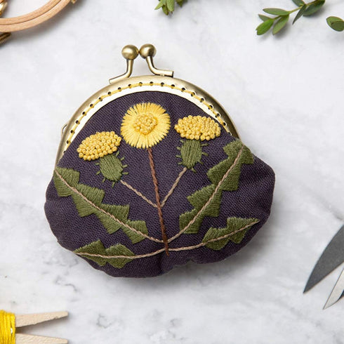 1 Set Coin Purse Embroidery Pouch Making Kit Lock Embroidery Tool DIY Coin Bag (Yellow Flower Style)......