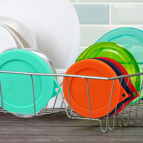 Sophico 1 Cup Round Silicone Storage Cover Lids Replacement for Anchor Hocking and Pyrex 7202-PC Glass Bowls (Container not Included) (Orange - Re...