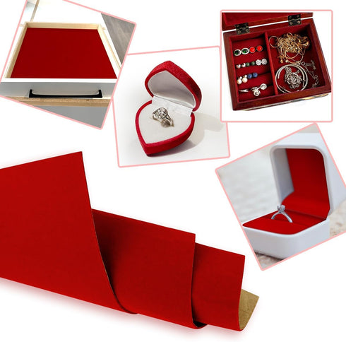 10 PCS Self Adhesive Felt Sheets, 8.3" x 11.8" Velvet Flock Backing Paper Liner Felt Wallpaper for Jewelry Drawer Craft Box Felt Liner (Red)...