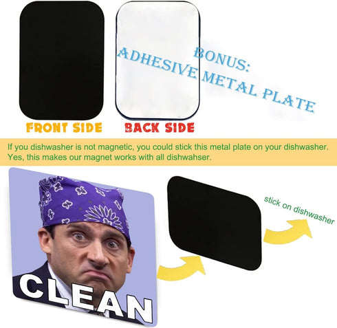 Michael Scott Prison Mike Dishwasher Magnet Clean Dirty Sign Sticker Strongest Magnet Double Sided Flip with Metal Magnetic Plate Universal Kitche...