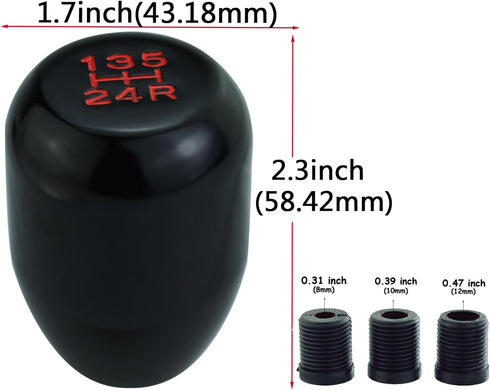 Abfer 5 Speed Shift Knob Aluminum Alloy Stick Shifter Handle Car Shifting Lever Head Fit for Most Automatic Manual Transmission Vehicle (Black)...
