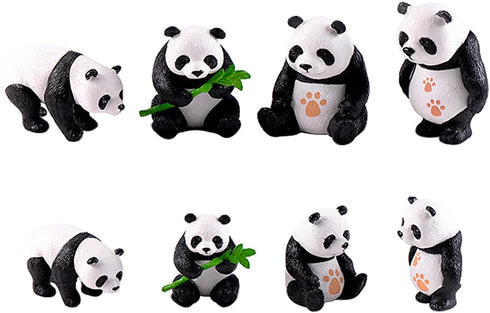 Panda Figurine Set of 8 - Chinese National Treasure Sculptures - Miniature Adorable Panda Family Statues - Perfect for Garden, Backyard, Terrace, ...