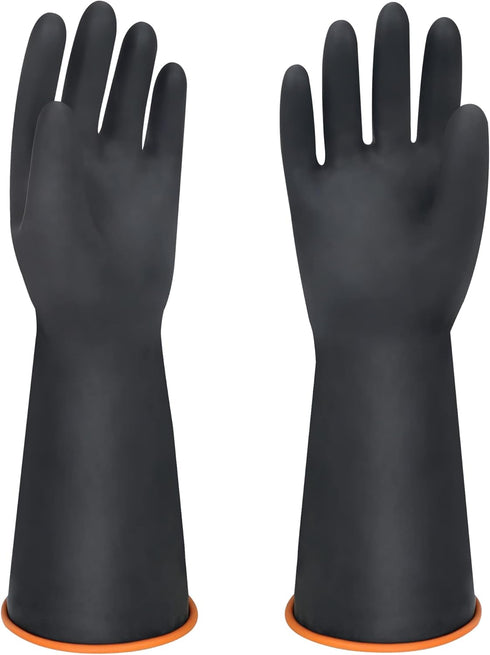 14" XL Size Latex Chemical Resistant Gloves, Reusable Heavy Duty Long Rubber Gloves Dishwashing Gloves, Industrial Safety Gloves for Men, Forearm ...
