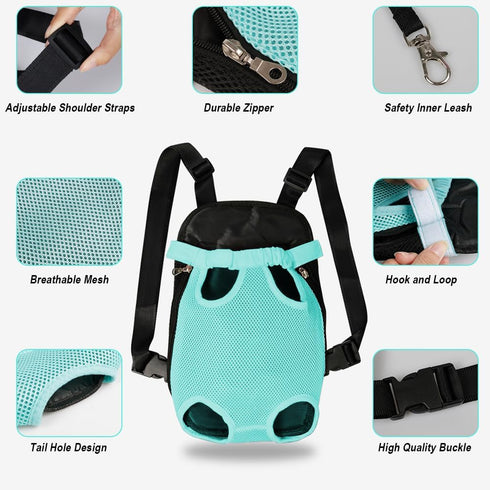 FEimaX Dog Carrier Backpack Pet Legs Out Front Cat Travel Bag, Adjustable Puppy Backpacks Carriers Hands-Free for Small Medium Dogs Cats Hiking Tr...