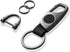Carabiner Keychain, Key Chains for Car Key with 2 Key Rings and Anti-Lost D-Ring, Multifunctional Leather Keychains for Men and Women – Grey(Black...