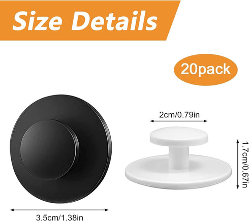 Self-Stick Drawer Knobs Pull Handle, 20pcs Plastic Round Self-Adhesive Handle Cabinet Knobs Auxiliary Pulls Helper for Windows, Wardrobes, Cabinet...