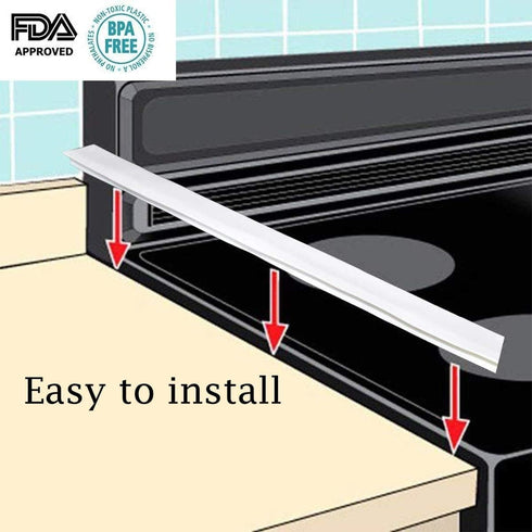 Silicone Gap Cover, (2 Pack) Silicone Gap Stopper Kitchen Stove Counter Gap Covers - Flexible Stove Space Fillers, Food Grade (21inches, White)...