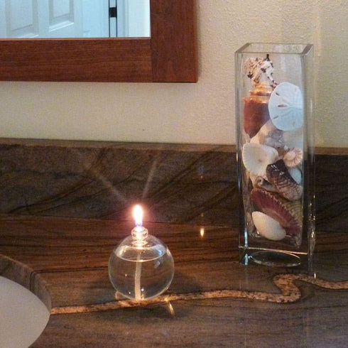 Firefly Fuels Refillable Glass Candle - Liquid Bliss Petite Orb Reusable Oil Candle for Restaurant Ambience, Indoor Lighting and Outdoor Events. U...