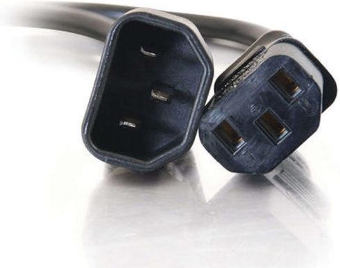 C2G Power Cord, Short Extension Cord, Power Extension Cord, 16 AWG, Black, 1 Foot (0.30 Meters), Cables to Go 29964...