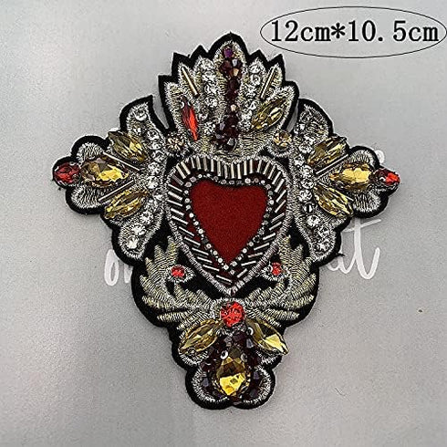Yikko 3 Pieces Beaded Rhinestone Patches Love Heart Star Bee Fabric Applique Iron on Patches for Jeans, Jackets, Clothing, Scrapbooking Handbag Sh...